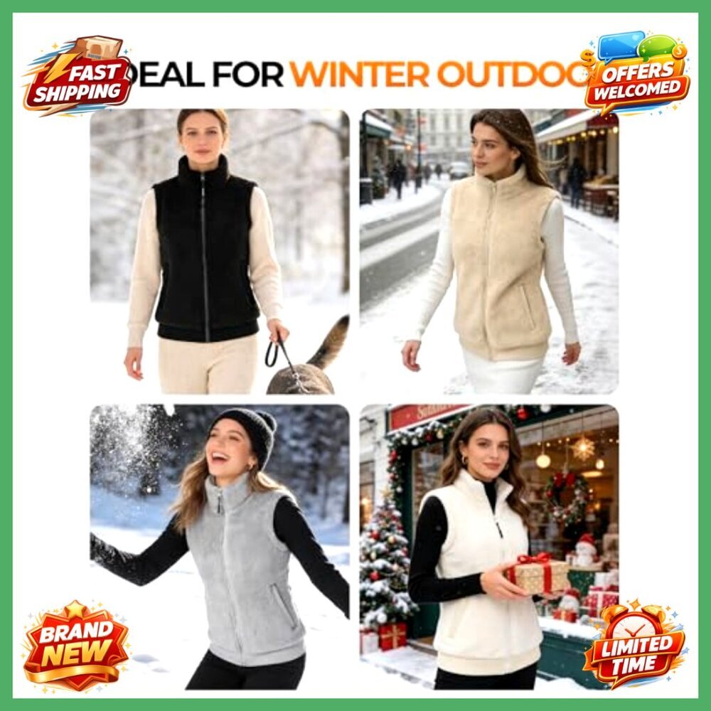 Women's Heated Fleece Vest with 10 Heating Zones, 16000mAh Battery - Picture 2 of 7